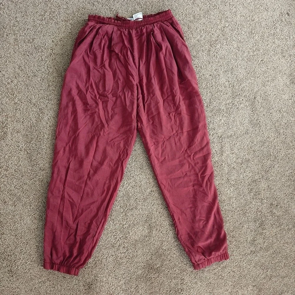 VTG Nike Team Sports Vintage 90s‎ Nylon Track Pants Burgundy Maroon Mens Large L